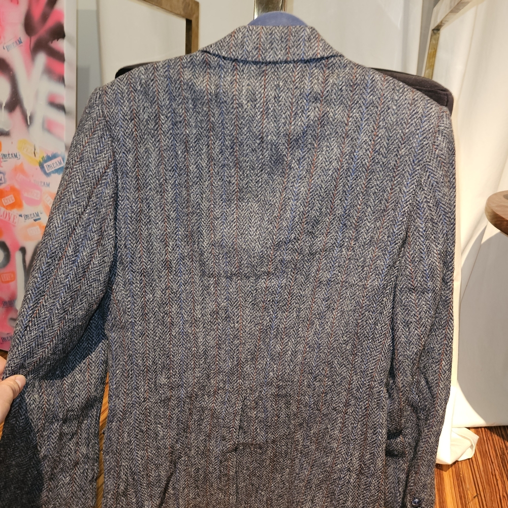 Elegant Blue Harris Tweed Herringbone Blazer - Picture 6 of 6
